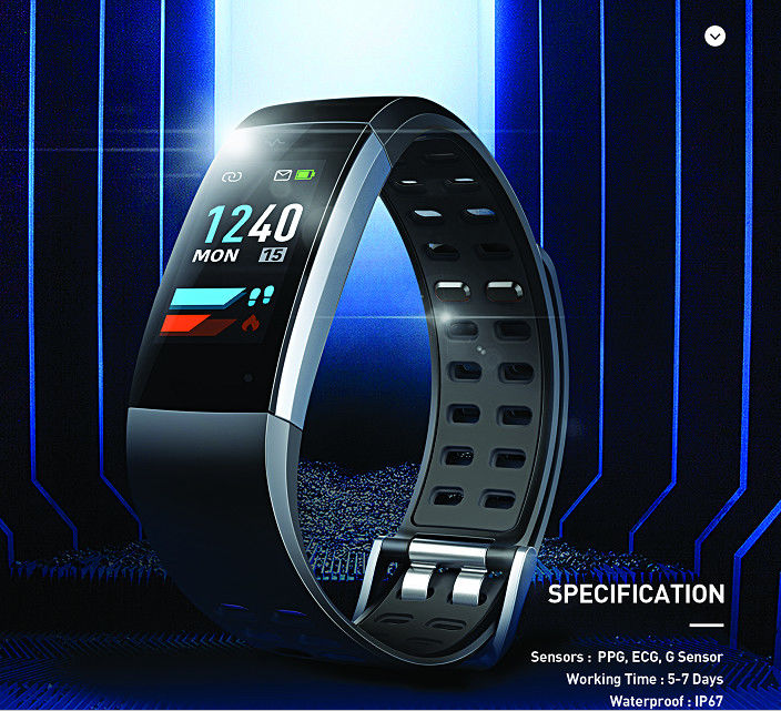 PPG ECG Replaceable Straps Smart Fitness Band