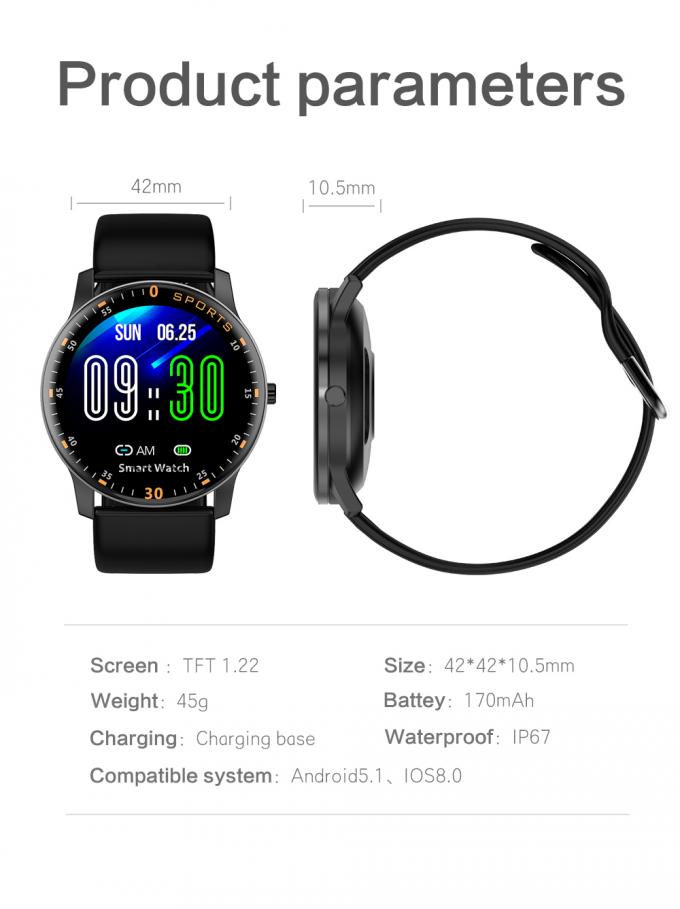 Custom IP67 CE Rohs Heart Rate Monitor Smartwatch
